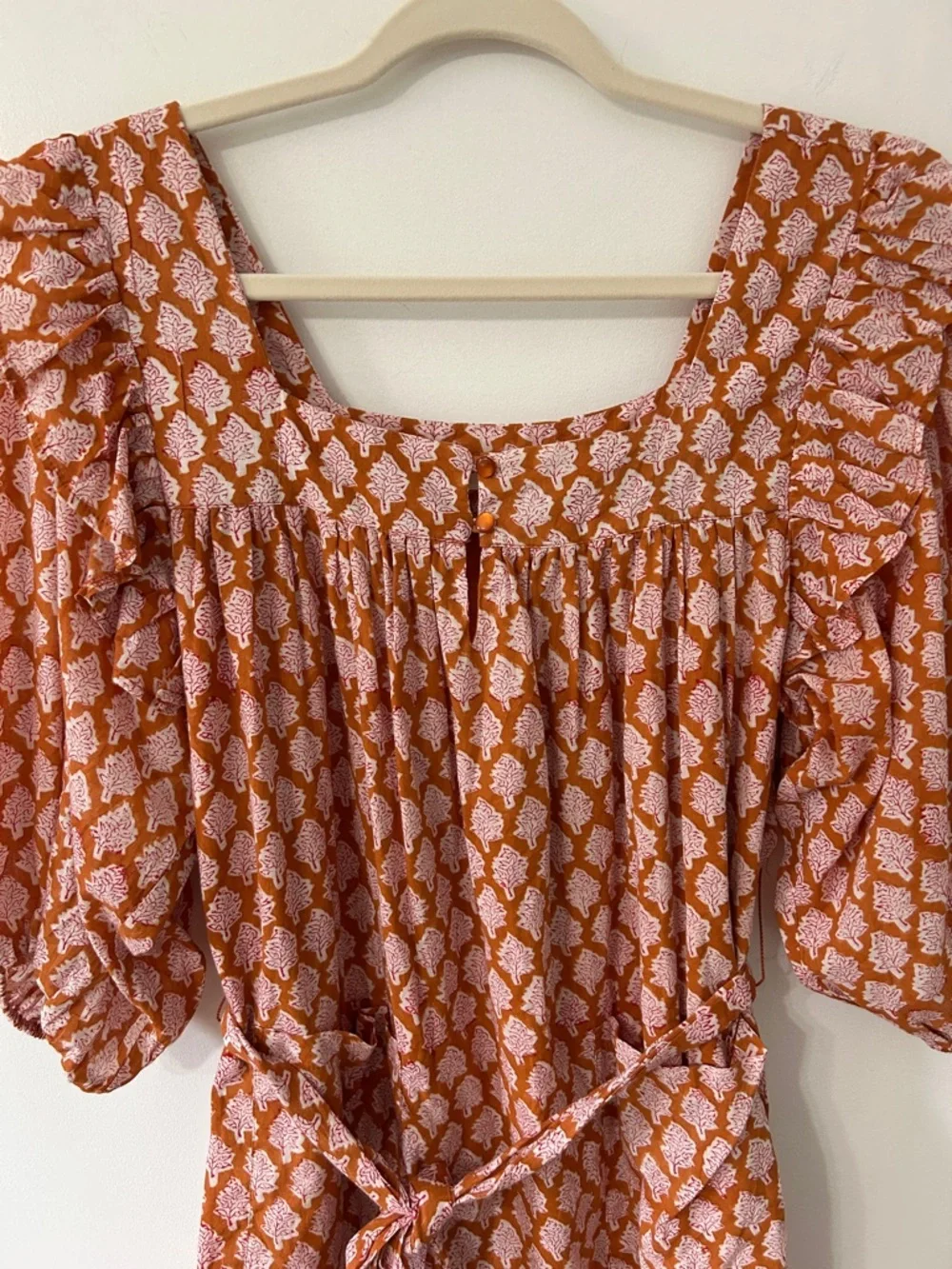 Emerson Fry India Collection Adelina Dress Women’s M Bell Sleeve Ruffle Mini - Picture 2 of 15